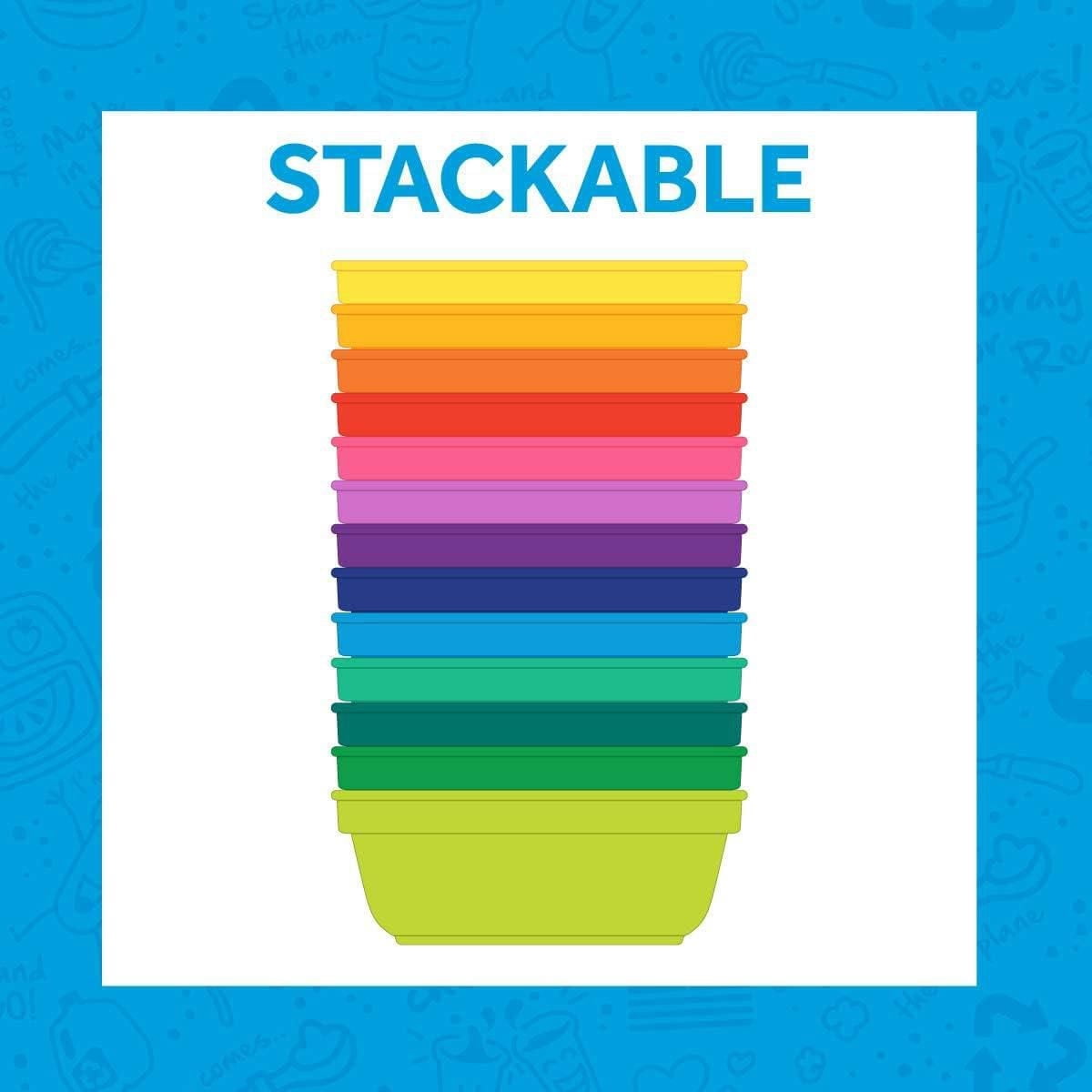 Re Play Made in USA 12 Oz. Reusable Plastic Bowls, Pack of 3 Without Lid - Dishwasher and Microwave Safe Bowls for Snacks and Everyday Dining - Toddler Bowl Set 5.75" x 5.75" x 2", True Blue