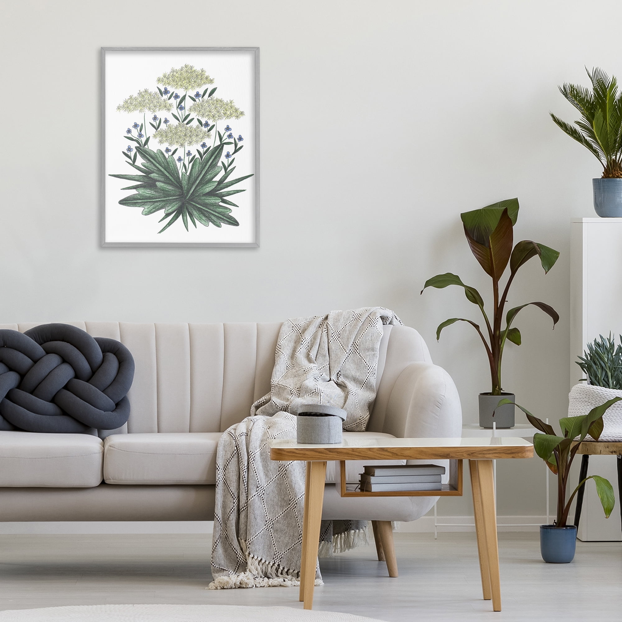 New Roots Vintage Sketch Gray Framed Giclee Art, design by Cecilia Battaini
