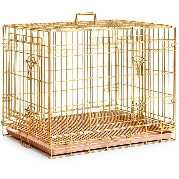 Homey Pet 30" Dog Crates for Small Medium Dogs,Copper Gold Wire Cage Kennel