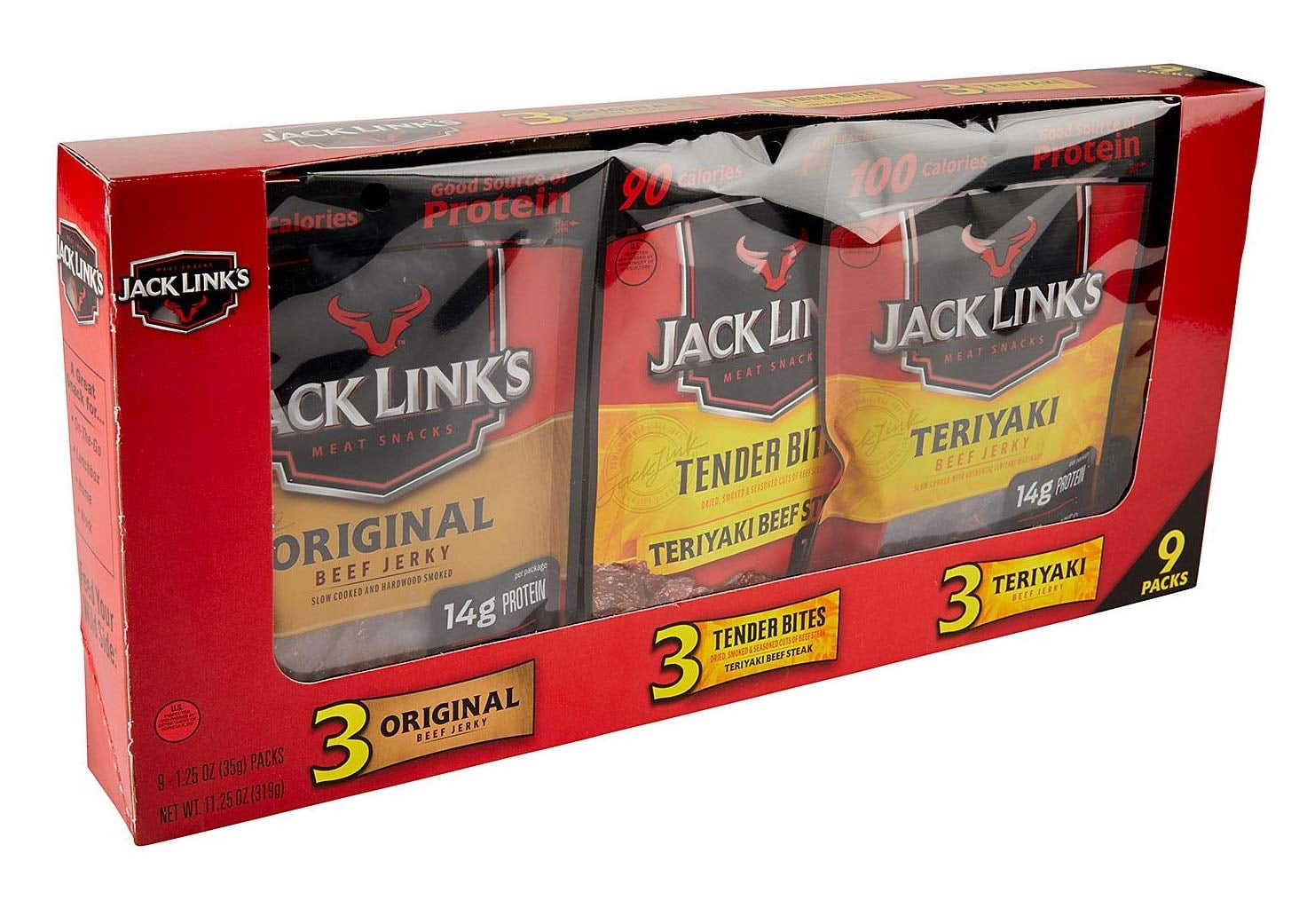Jerky Variety Pack: 3 Original Flavored, 3 Tender Bites, 3 Teriyaki (1.25 Ounces Per Package)
