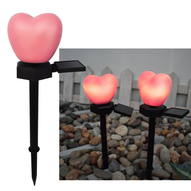 POINTERTECK Valentine‘s Day Solar Stake Lights Waterproof Landscape Garden LED Heart Light for Walkway Backyard Decoration