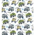 thumbnail image 3 of Cars Queen Size Duvet Cover Set, Hand Drawn Watercolored Monster Trucks Enormous Wheels Off Road Lifestyle, Decorative 3 Piece Bedding Set with 2 Pillow Shams, Yellow Lavander Blue, by Ambesonne, 3 of 3