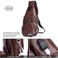 thumbnail image 2 of Mochila bandolera de piel para hombre con puerto USB, 2 of 9