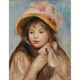thumbnail image 2 of Pierre-Auguste Renoir 12x14 Gold Ornate Wood Frame and Double Matted Museum Art Print Titled - Girl with Pink Bonnet (Young Girl with a Pink Hat) (1894), 2 of 4
