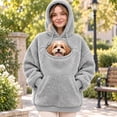 thumbnail image 4 of laqbezok Women's Pet Dog Pouch Hoodie, Oversized Dog Carrier Sweatshirt with Large Pocket, Long Sleeve Fleece Dog Hoodie & Cozy Winter Clothes, Gray XXL, 4 of 4