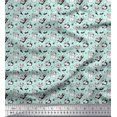 thumbnail image 1 of Soimoi Green Modal Satin Fabric Snowman & Penguin Cartoon Decor Fabric Printed Yard 42 Inch Wide, 1 of 3