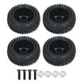 thumbnail image 1 of Juego de 4 neumáticos y ruedas RC de 10 radios, llantas de plástico y goma, repuesto para coche RC 1/16, color negro, 1 of 14