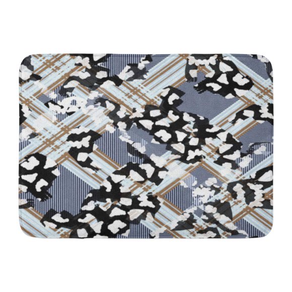 YUSDECOR Celtic Splash Tartan Design Creative with Stripes Ethnic and Watercolor Effect and Concepts British Check Rug Doormat Bath Mat 23.6x15.7 inch