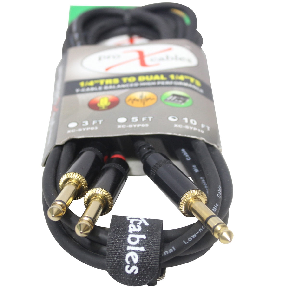 ProX XC-SYP10 10' 1/4" TRS-M Stereo to Dual 1/4" TS-M Unbalanced High Performance Audio Y Cable