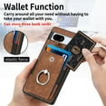 thumbnail image 2 of SaniMore Compatible with Google Pixel 6A Case, Wallet Stand Elastic Credit Card Slot Magnetic Car Mount Ring Holder Premium PU Leather Protection Cover for Google Pixel 6A 6.1-inch, Brown, 2 of 9
