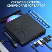 External CD/DVD Drive for Laptop, DVD Player for Laptop, 8 in 1 USB 3.0 Ultra-Slim Portable, CD Burner External Disk Drive Optical Compatible with Laptop Desktop Mac,Windows 11/10/8/7 Linux