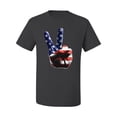 thumbnail image 2 of American Flag Peace Sign Hand Pop Culture Men's Graphic T-Shirt, Charcoal, 3XL, 2 of 3