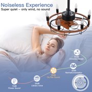 20 inch Brown Caged Ceiling Fan with Lights, Industrial 6-Light Fan Light Fixture with Remote Control, Reversible 6-Speed for Bedroom,Living Room.