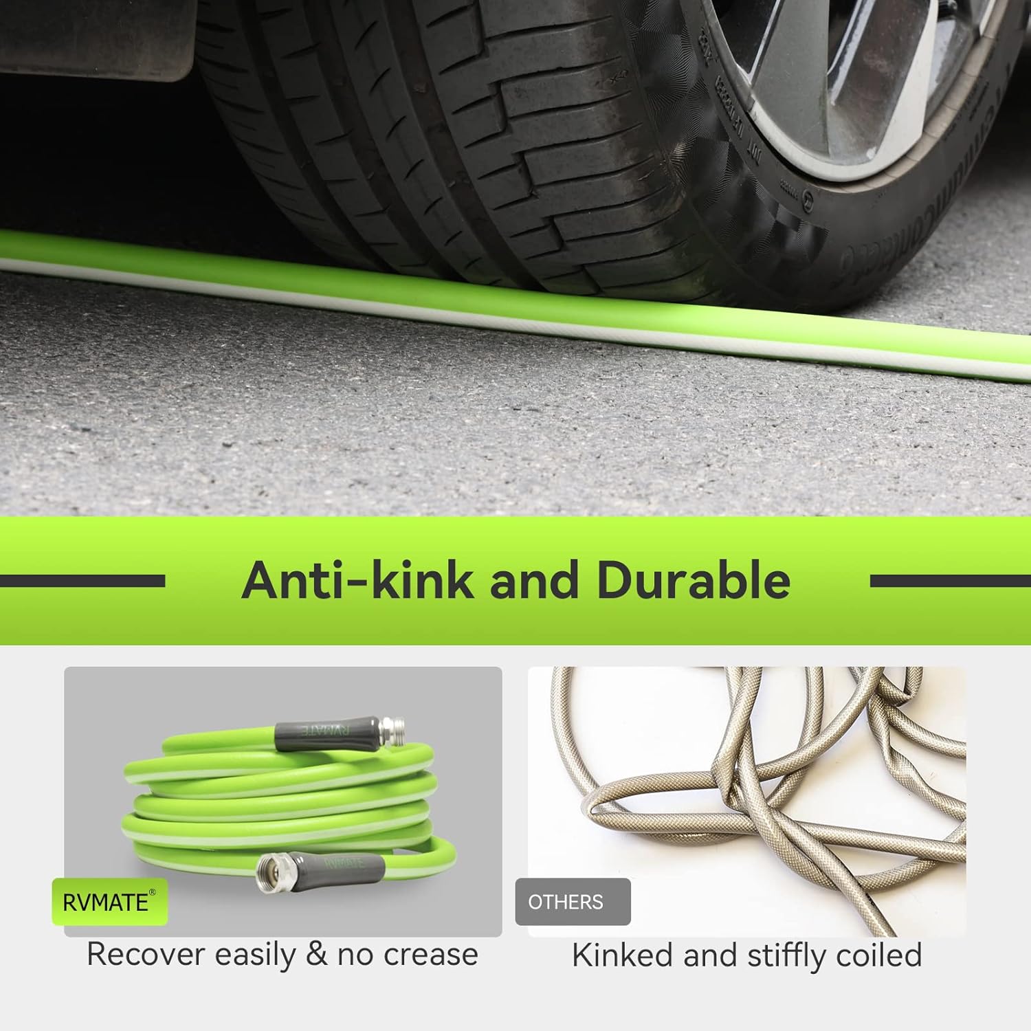 RV Water Hose 15FT, 5/8” Inner Diameter Drinking Water Hose Lead-free, No Leaking Garden Hose For RV/Trailer/Camping, RV Accessories