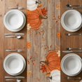 thumbnail image 5 of Orange Pumpkins Fall Table Runner Vintage Autumn Leaves Wooden Thanksgiving Tablerunners 13 x 48 Inch, Table Decorations Tabletop Scarf for Summer Gathering Holiday Farmhouse Kitchen Dining Decor, 5 of 8