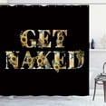 thumbnail image 2 of Get Naked Shower Curtain, Funny Quotes Botanical Floral Yellow Sunflower Wildflower Bouquet Modern Farmhouse Bathroom Decor, Waterproof Polyester Fabric Black Shower Curtain, 72 X 72 Inch, 2 of 5