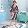 thumbnail image 5 of FORMRS Niños Bathrobe Unisex Hooded Robe Soft Plush Pajamas Sleepwear, Size 7-9T, Pink Geometric, 5 of 7