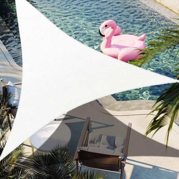 x  x  White Triangle Sun Shade Sail SSPT12 Canopy Durable Fabric UV Block Awning, We Make Orders