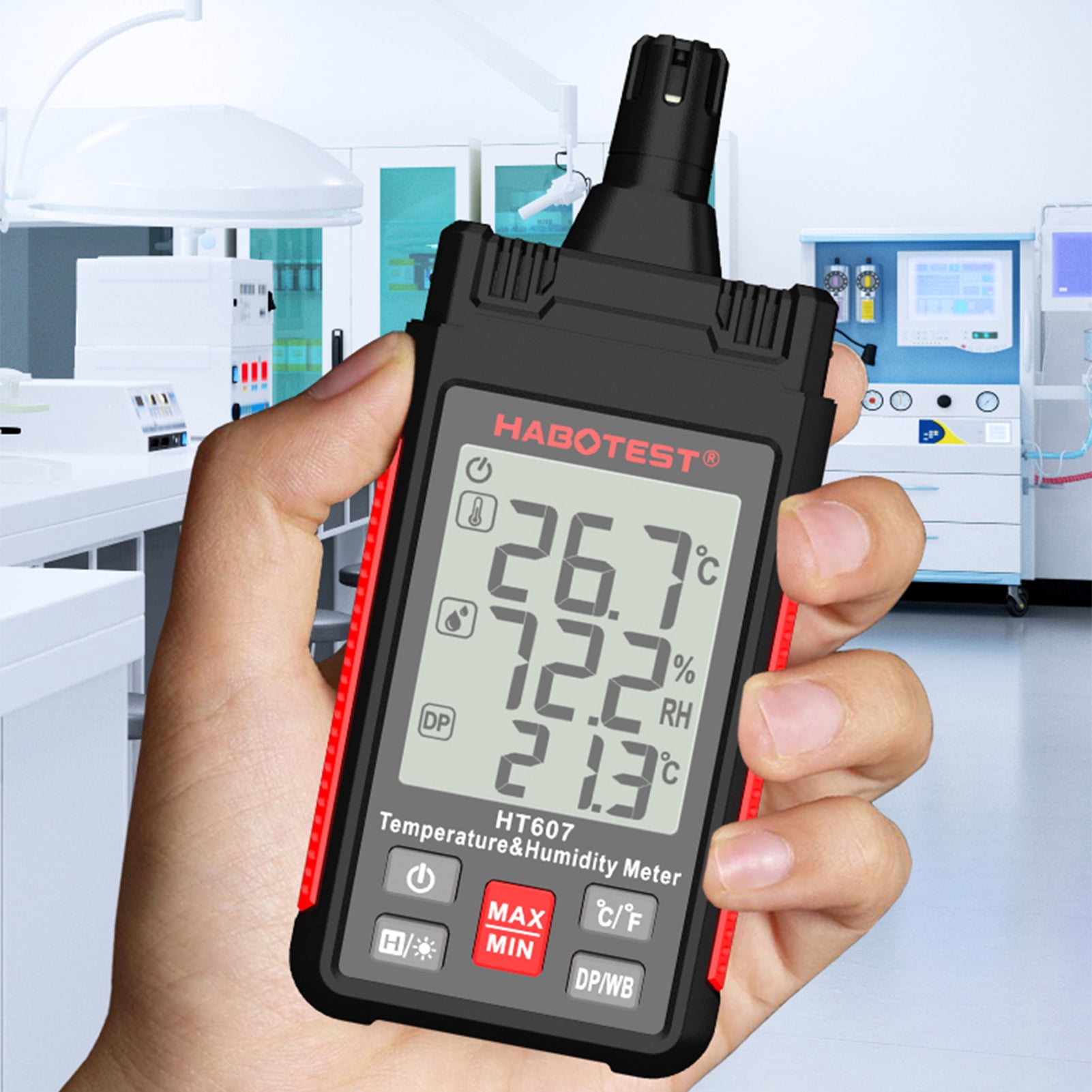 HABOTEST hygrothermograph,Handheld Temperature LCD Thermometer Wet Humidity Meter LCD Dew Point Temperature Leeofty Temperature Huty Meter Temperature Huity Max/Min/Data ERYUE dsfen