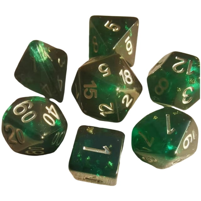 Juego de Dados poliédricos Zulema 7 piezas verde para juegos de rol