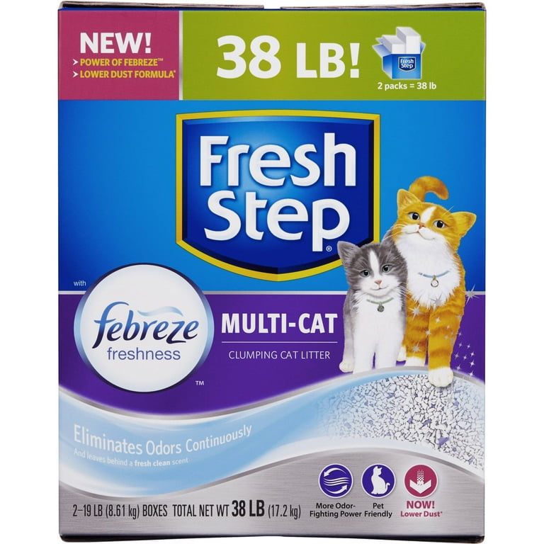 Fresh Step Clean Paws Multi-Cat Scented Clumping Cat Litter with the Power  of Febreze, 22.5 lbs.