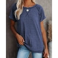 thumbnail image 5 of SHIBEVER Summer Tops for Women Short Sleeve Tops Casual Loose Fit Cute Crewneck T-shirt Ladies CuteSolid Color Tunic Tops Blouses Navy Blue XL, 5 of 5