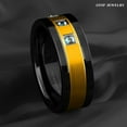 thumbnail image 6 of Tungsten Rings for Men Wedding Bands for Him Womens Wedding Bands for Her 8mm Black Brushed Gold Diamonds, 6 of 8
