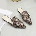 thumbnail image 5 of IUJSOY Mules for Women 2025 Closed Pointed Toe Flats Loafers Retro Rhinestone Slip on Slides, 5 of 9