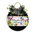 thumbnail image 1 of Garden Thinking Of You Front Door Sign Funny Wreaths Hanging Wooden Plaque Decoration Round Rustic Wood Farmhouse Porch Decor for Home Front Door Decor, 12 x 12 Inch, 1 of 5