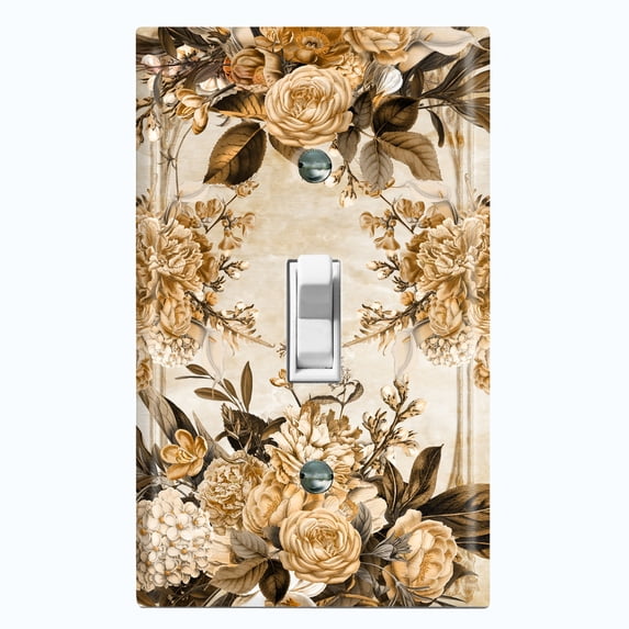 Metal Light Switch Plate Outlet Cover Vintage Rose Frame ROS027