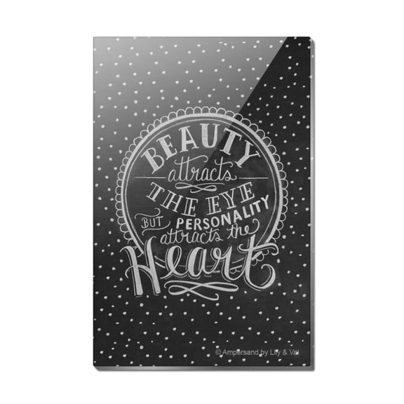 Beauty Attracts Eye Personality Attracts the Heart Rectangle Acrylic Fridge Refrigerator Magnet