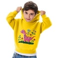 thumbnail image 4 of Trupants Little Girls 5T Kids Hoodie - Yellow Cute Dinosaur with Floral Details, Lightweight Easy Wash for School/Playdates, 4 of 5