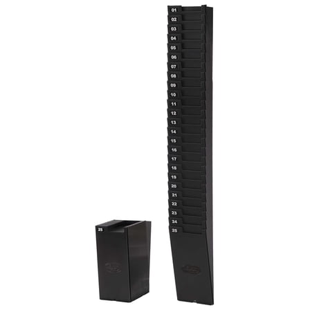 Expanding Time Card Rack for 9" Cards, 25 Pockets, Black Plastic, Mounting Hardware (25-9EX)