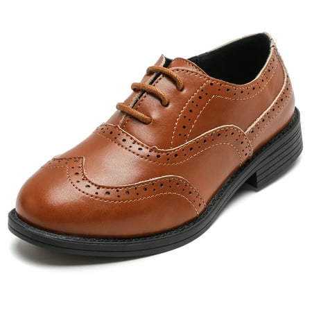 

DADAWEN Boys Classic Oxford Leather Lace-Up shoes School Uniform shoes Dress Shoes for 10 M Toddler(Toddler/Little Kid/Big Kid) Bronze