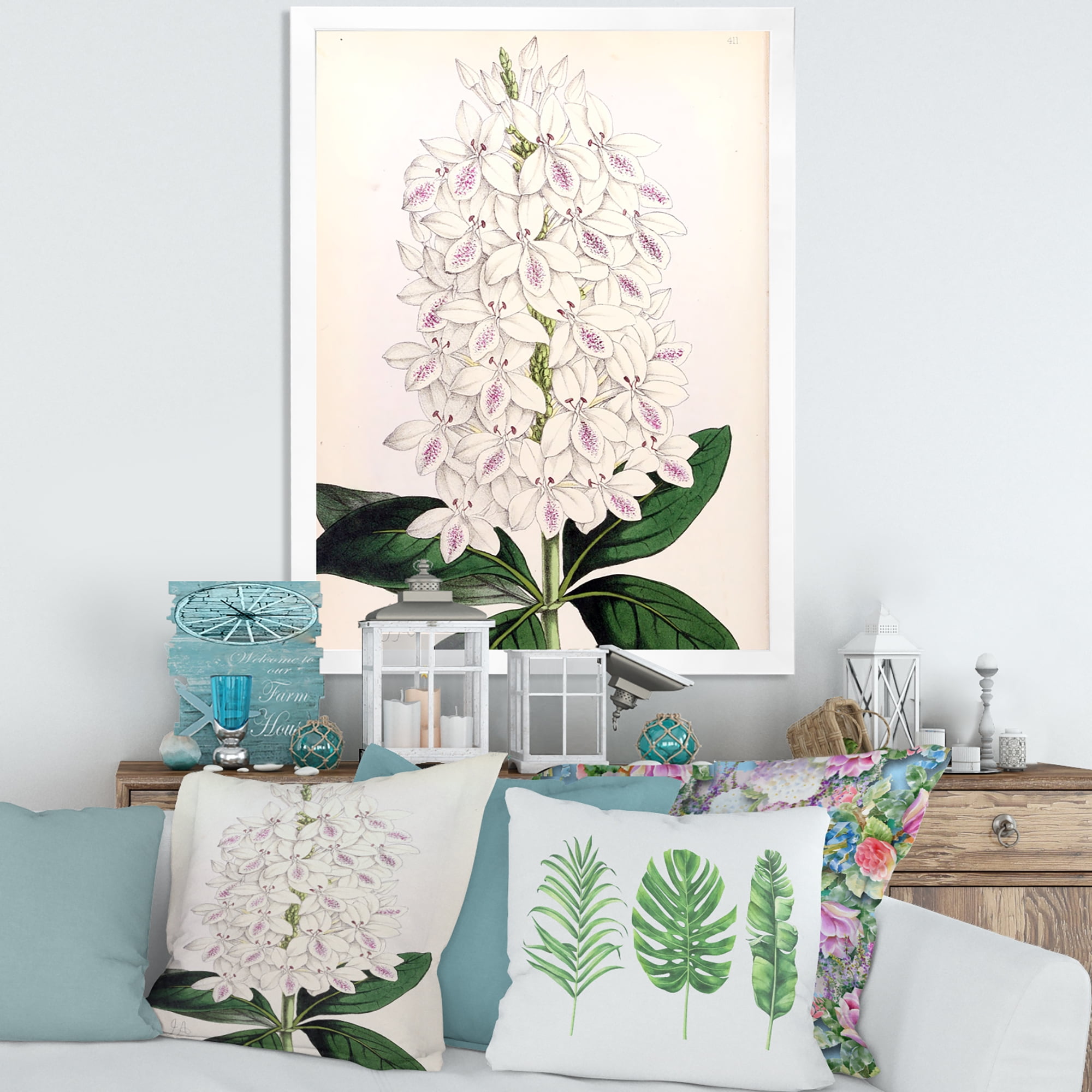Designart 'Ancient White Orchid III' Traditional Framed Art Print