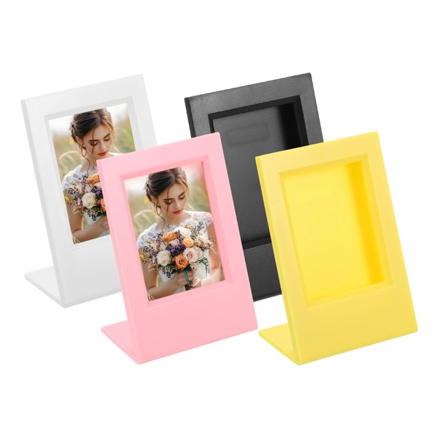 4 Pcs Mini Cadres Photo 3,8 x 2,7 Pouces Cadre Photo, Noir/blanc et Jaune/rose