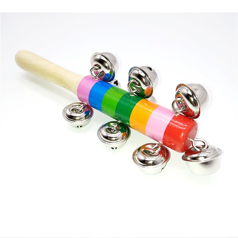 Rainbow Rattle Jingle Handbell Bell Colorful Wooden Bell Orff Instruments BY PA! 