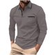 thumbnail image 1 of pstuiky camisa de manga larga para hombre, Blusa informal de manga larga con bolsillos y cuello vuelto para hombre Tops casuales para hombres m, 1 of 2