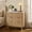 Natural Oak, variant on KeyWhat 3 Drawers Dresser for Bedroom, 32" Modern Fluted Nightstand with Faux Marble Top & Curved Profile Design, Wood Storage Cabinet for Living Room, Dark Grey