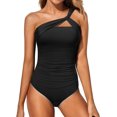 thumbnail image 1 of SURJDE One Shoulder One Piece Swimsuit for Women Tummy Control Bathing Suits Modest Full Coverage Keyhole Swimwear, 1 of 6