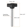 thumbnail image 2 of Uxcell 20 Packs M6 x 60mm Male Thread Tee Wing Knobs Thumb Screw Clamping Knobs Grip Black, 2 of 5