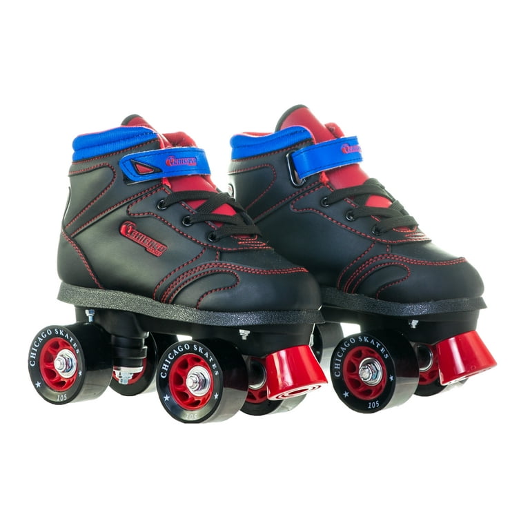 Chicago Boys Quad Roller Skates Black Red Blue Sidewalk Skates