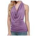 thumbnail image 2 of Kureaily Blouse Drape Backless Sleeveless Tops Cowl Vest Neck Tank Women Women's Blouse Cotton Tank Top, 2 of 6