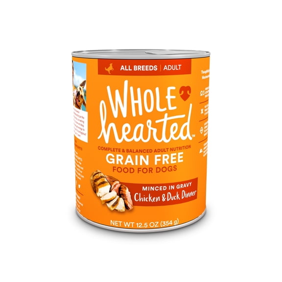 WholeHearted Grain-Free Adult Chicken and Duck Dinner Wet Dog Food, 12.5 oz., Case of 8