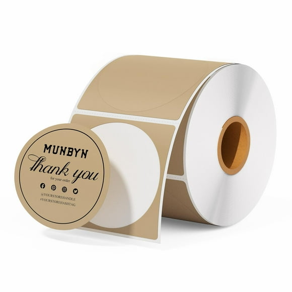 Etiquetas adhesivas térmicas MUNBYN, 5 cm, círculo, color marrón, 750 hojas