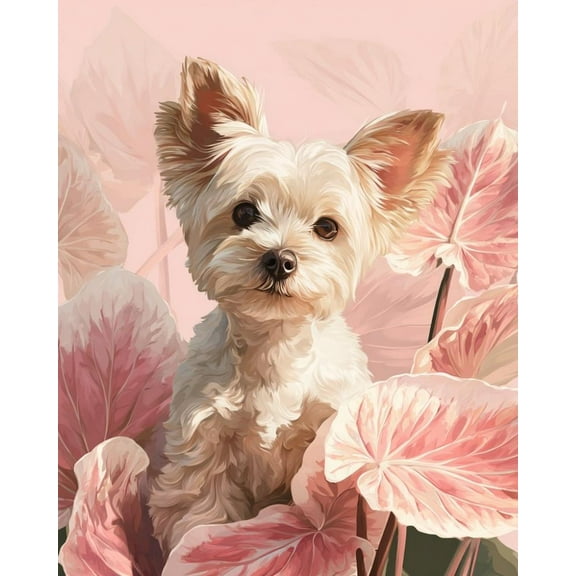 Paint by Numbers for Adults Kids Beginner Pink Dog DIY Acrylic Painting by Numbers Kits with Brushes Acrylic Pigment Home Decoration Gifts 16 x 20 inch
