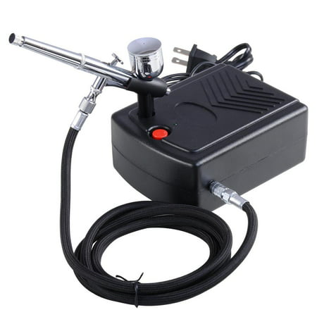 Pro Makeup Airbrush Kit 0.3mm Dual-Action Spray Gun Air Compressor Tattoo Hobby (Best Airbrush Kit For Shoes)