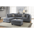 thumbnail image 5 of 3-Piece Sectional Sofa - Blue Grey Polyfiber, Reversible Chaise, Ottoman & Pillows for US Homes, 5 of 13