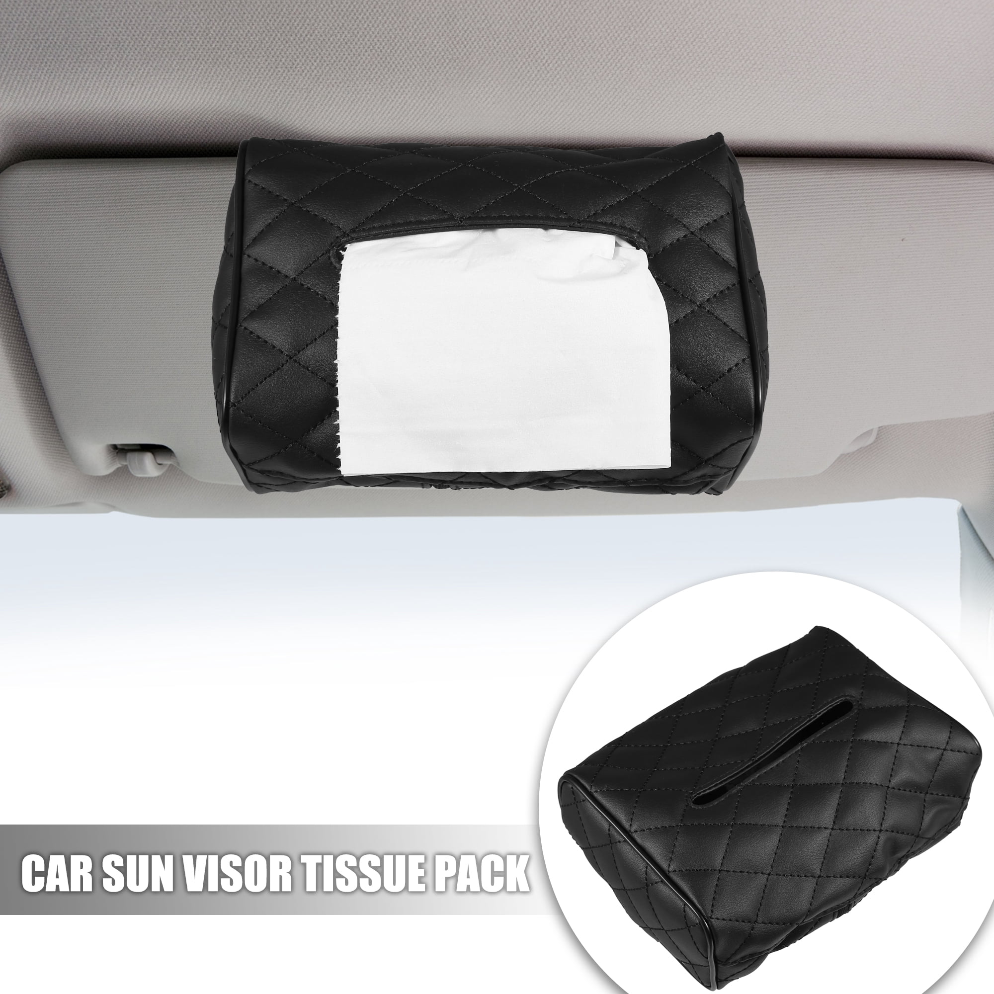 Unique Bargains Mask Visor Paper Box Holder PU Leather Organizer Black