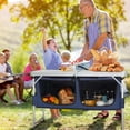 thumbnail image 2 of QueipA Portable Camping Table with Storage, Outdoor Aluminum Folding Camping Table with 3 Adjustable Height, Foldable Camp Tables for Backyards BBQ Party Picnic Beach Indoor, White, 2 of 16